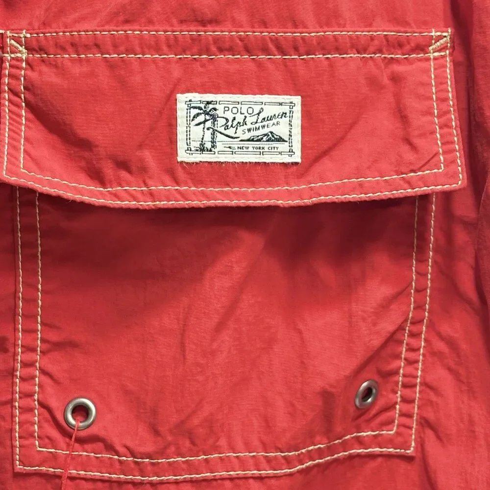 Vintage Polo Ralph Lauren Men’s Swim Trunks Red Pony Logo Mesh Lined Size L